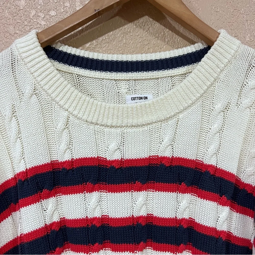 Cotton On crew neck pullover jumper in red stripe - Picture 6 of 7